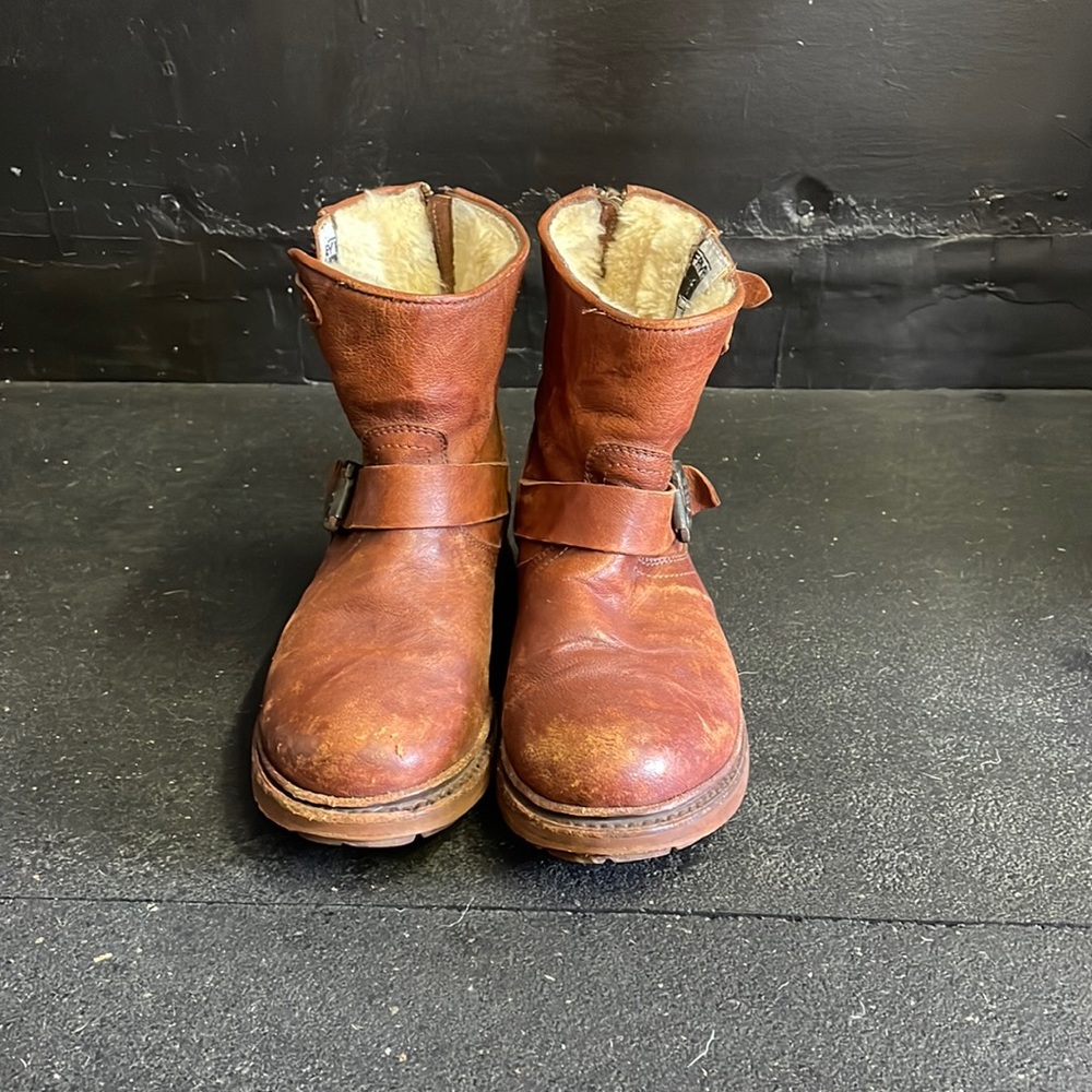 Perfectly worn-in Frye classic boots.